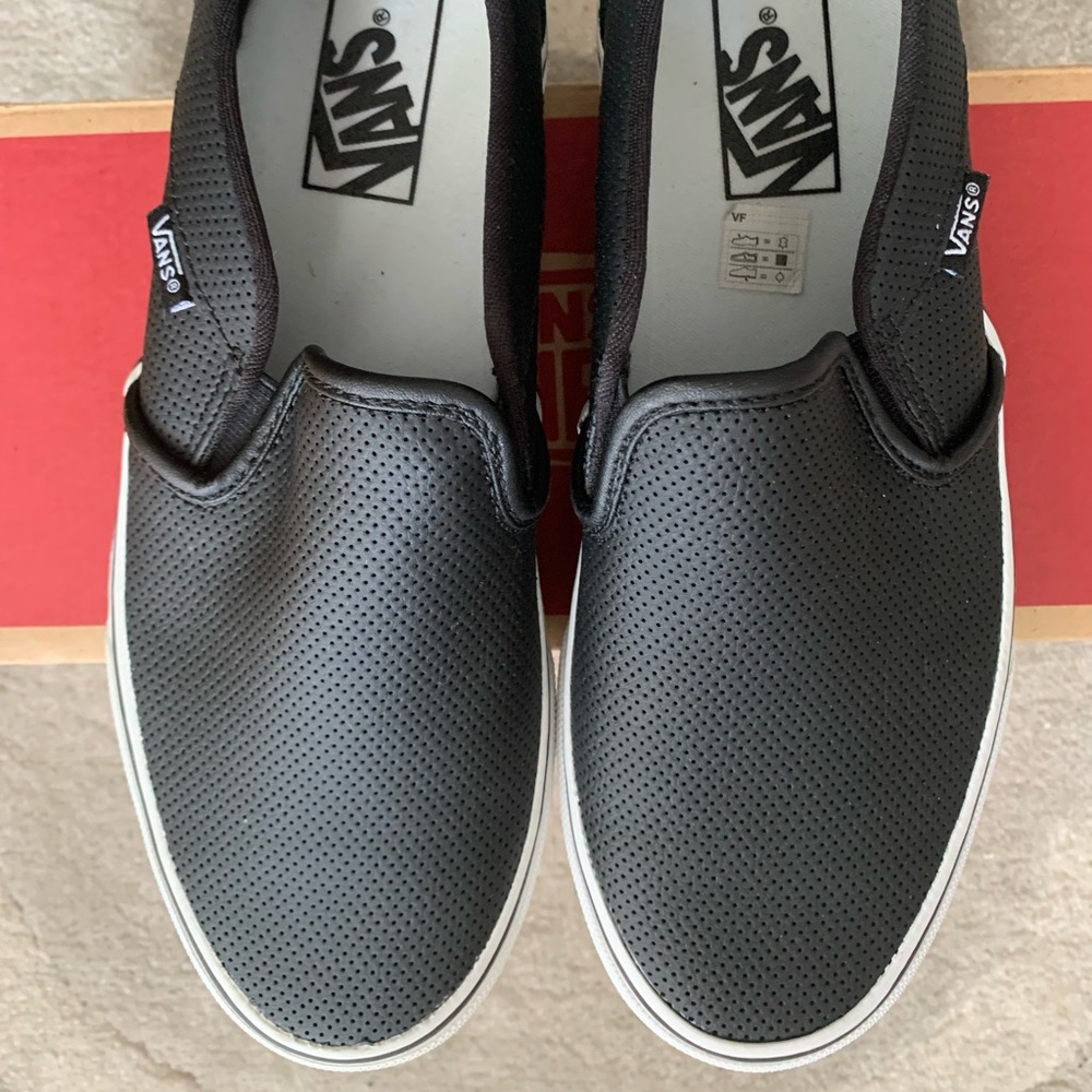 Vans Brand New leather casual slip on black shoes